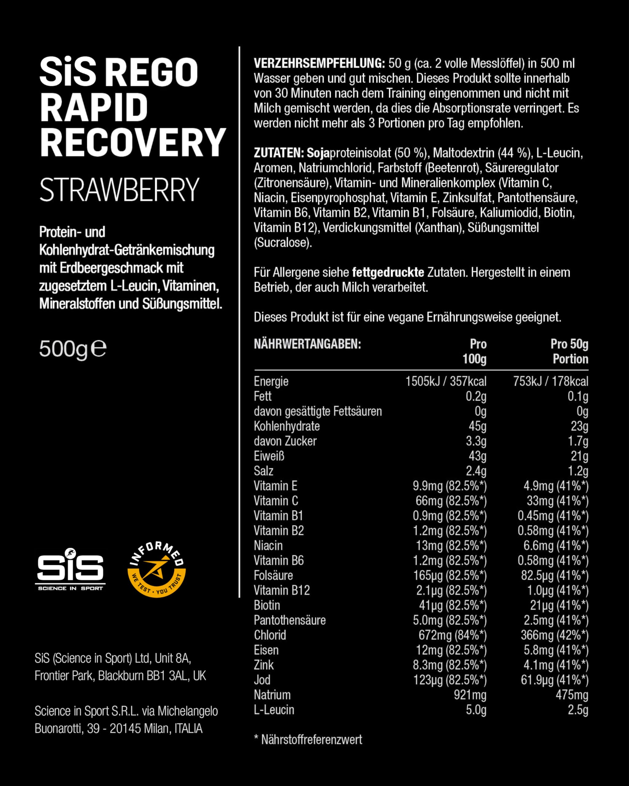 science-in-sport-rego-rapid-recovery-pulver-erdbeere-500g-vegan image 5