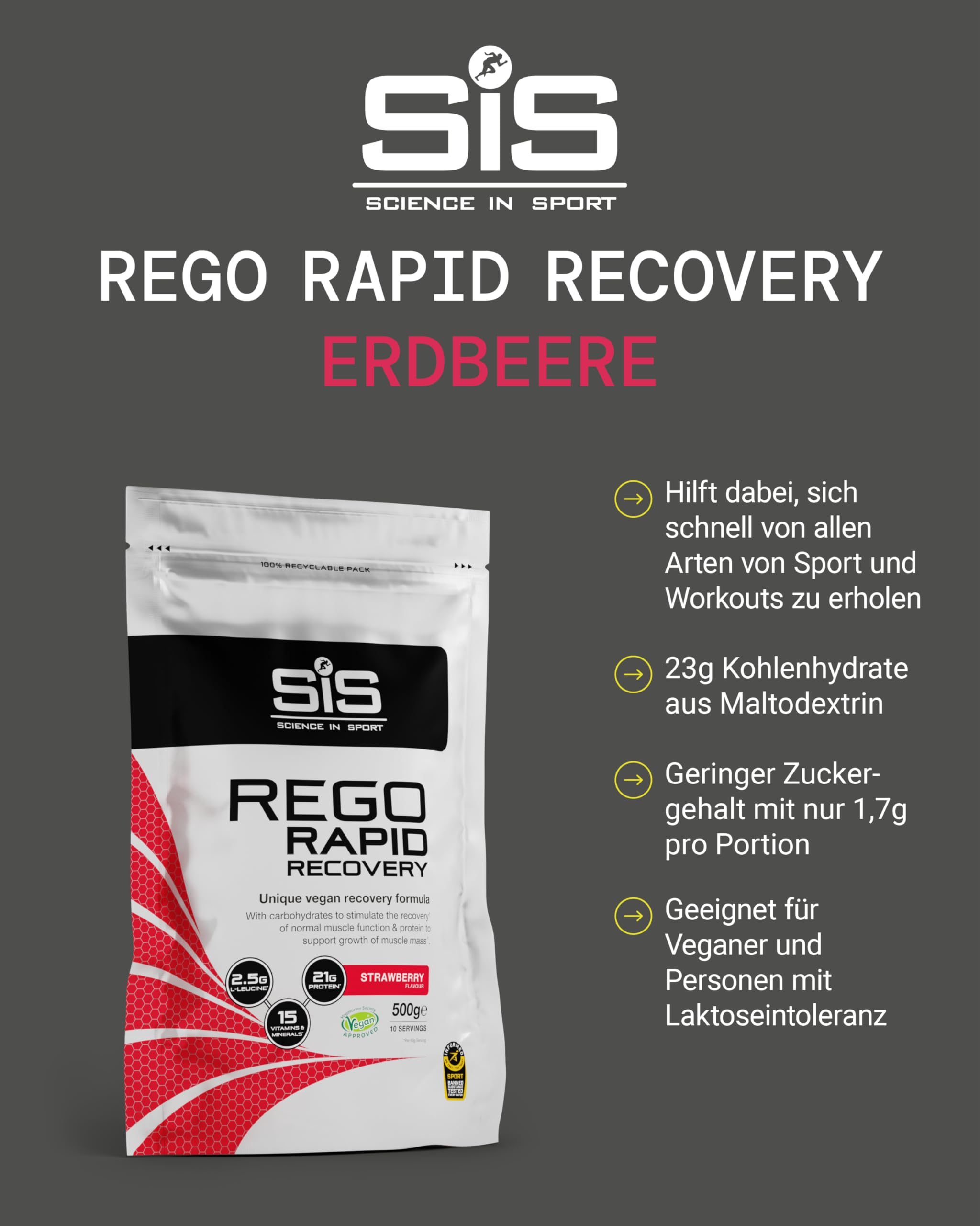science-in-sport-rego-rapid-recovery-pulver-erdbeere-500g-vegan image 2