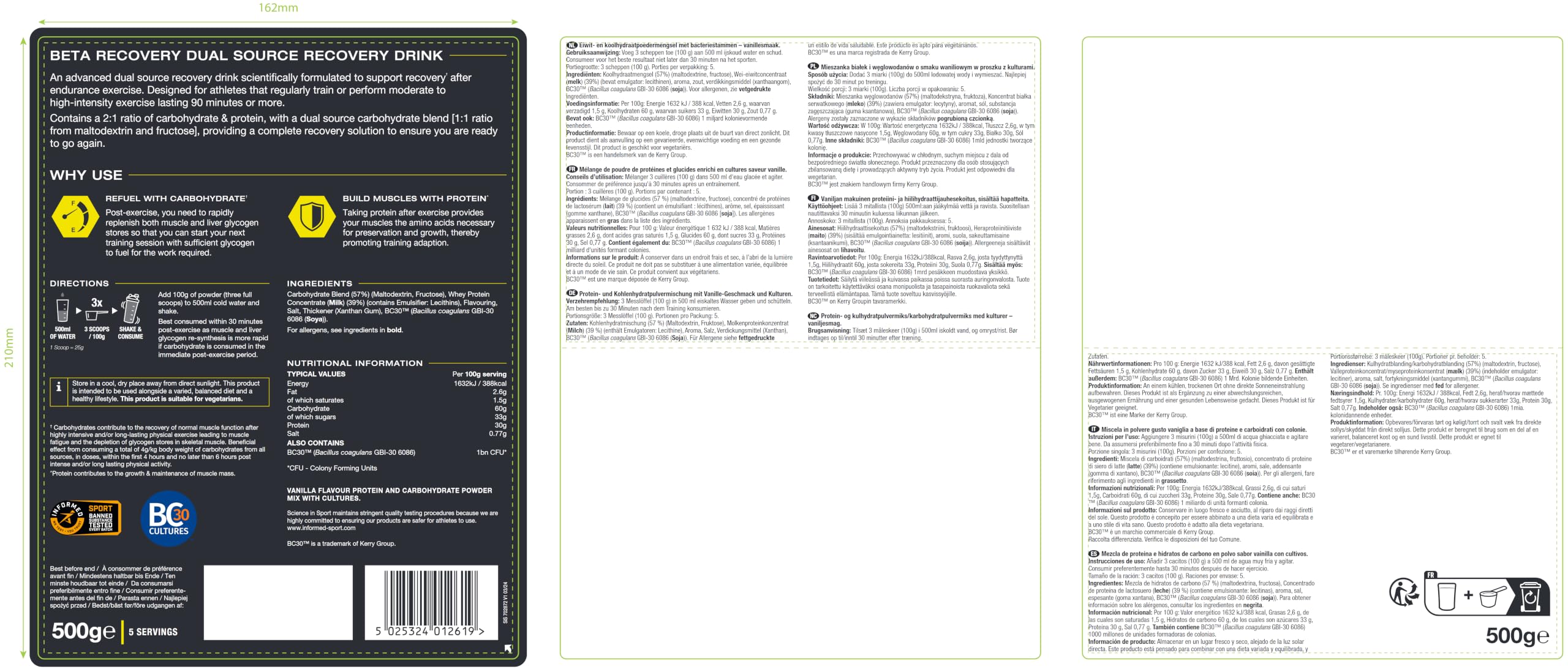 science-in-sport-beta-recovery-500g-vanille image 2