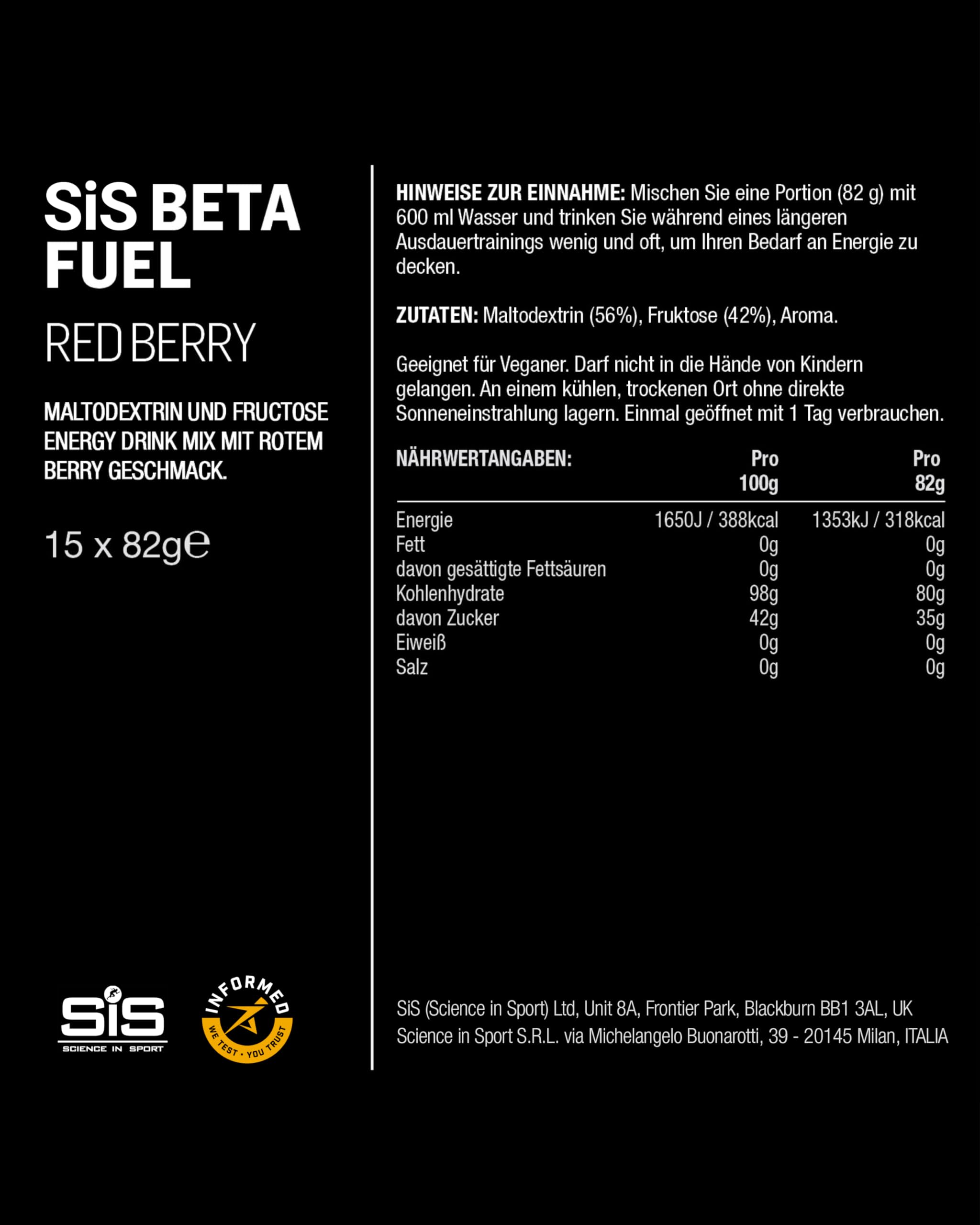 science-in-sport-beta-fuel-80-energy-drink-pulver-rote-beere-15x82g image 5