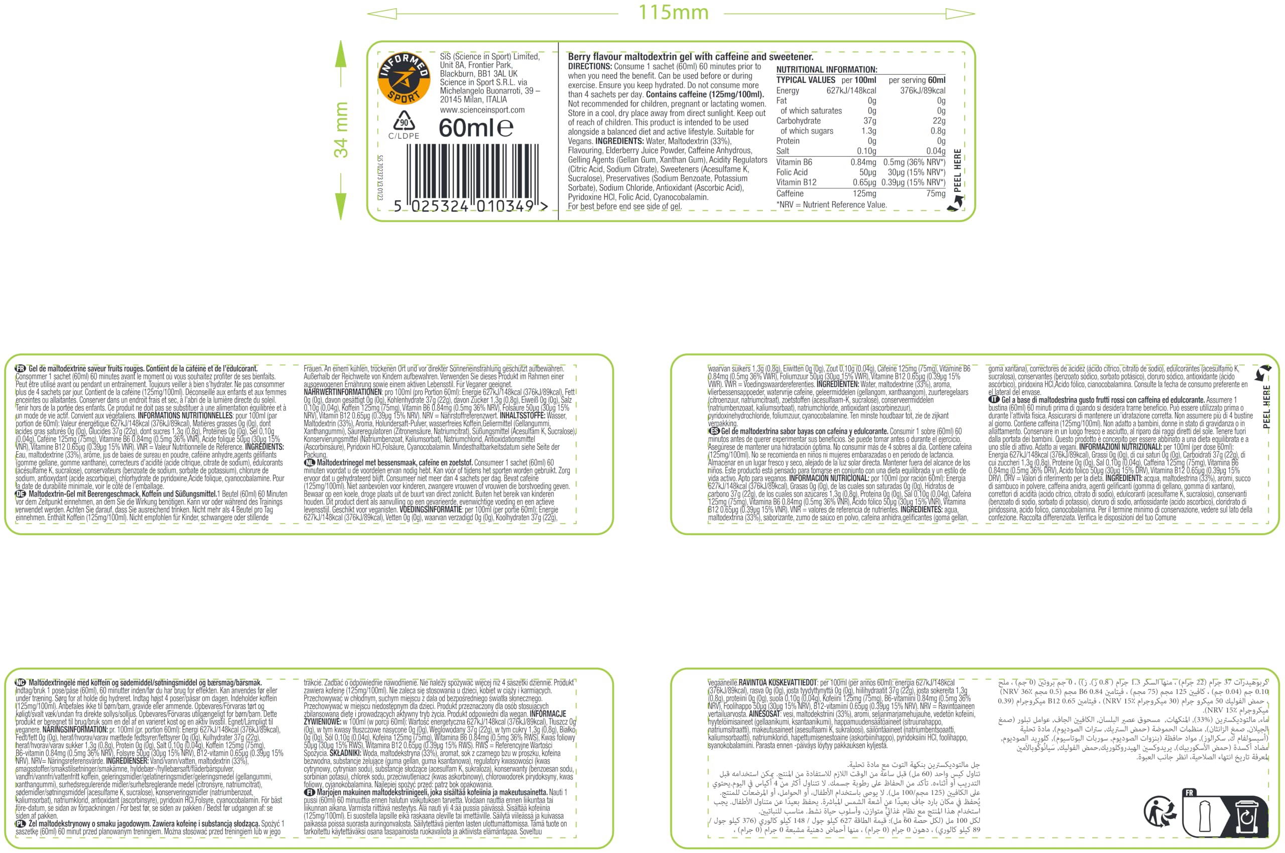 science-in-sport-go-energy-koffein-gel-30-x-60-ml-beere image 7