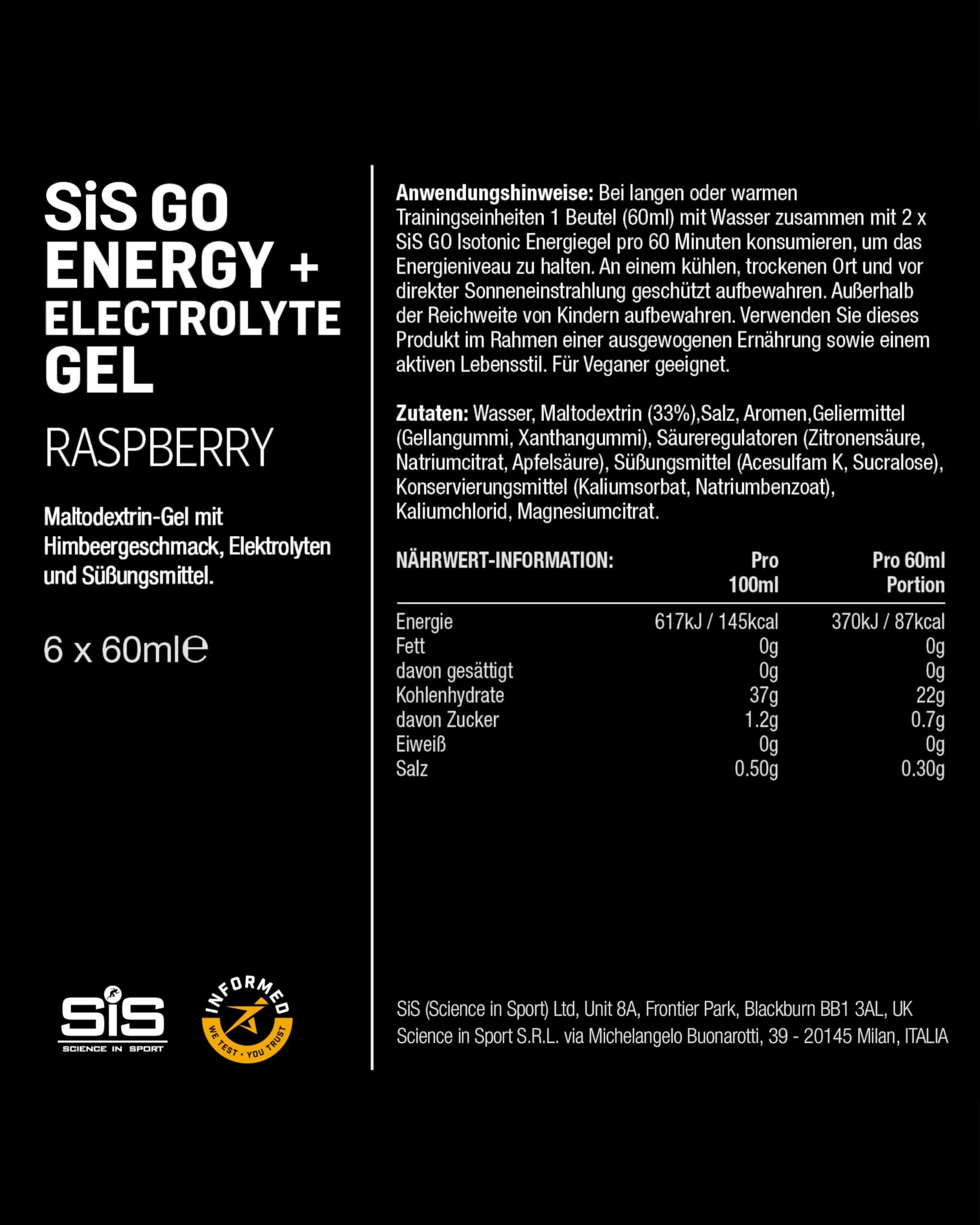 science-in-sport-go-energy-elektrolyt-gel-6-x-60-ml-himbeere image 5