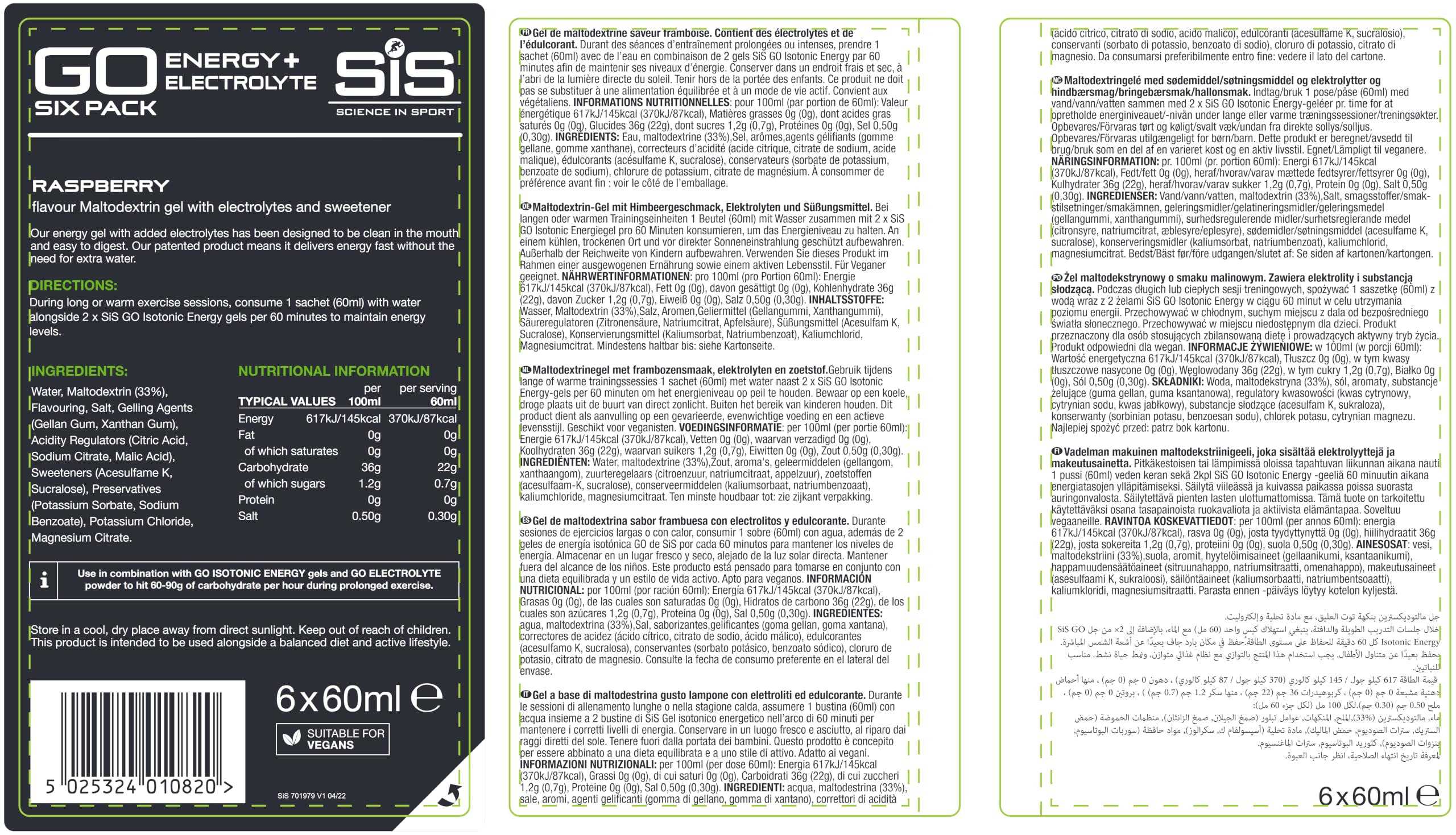 science-in-sport-go-energy-elektrolyt-gel-6-x-60-ml-himbeere image 7