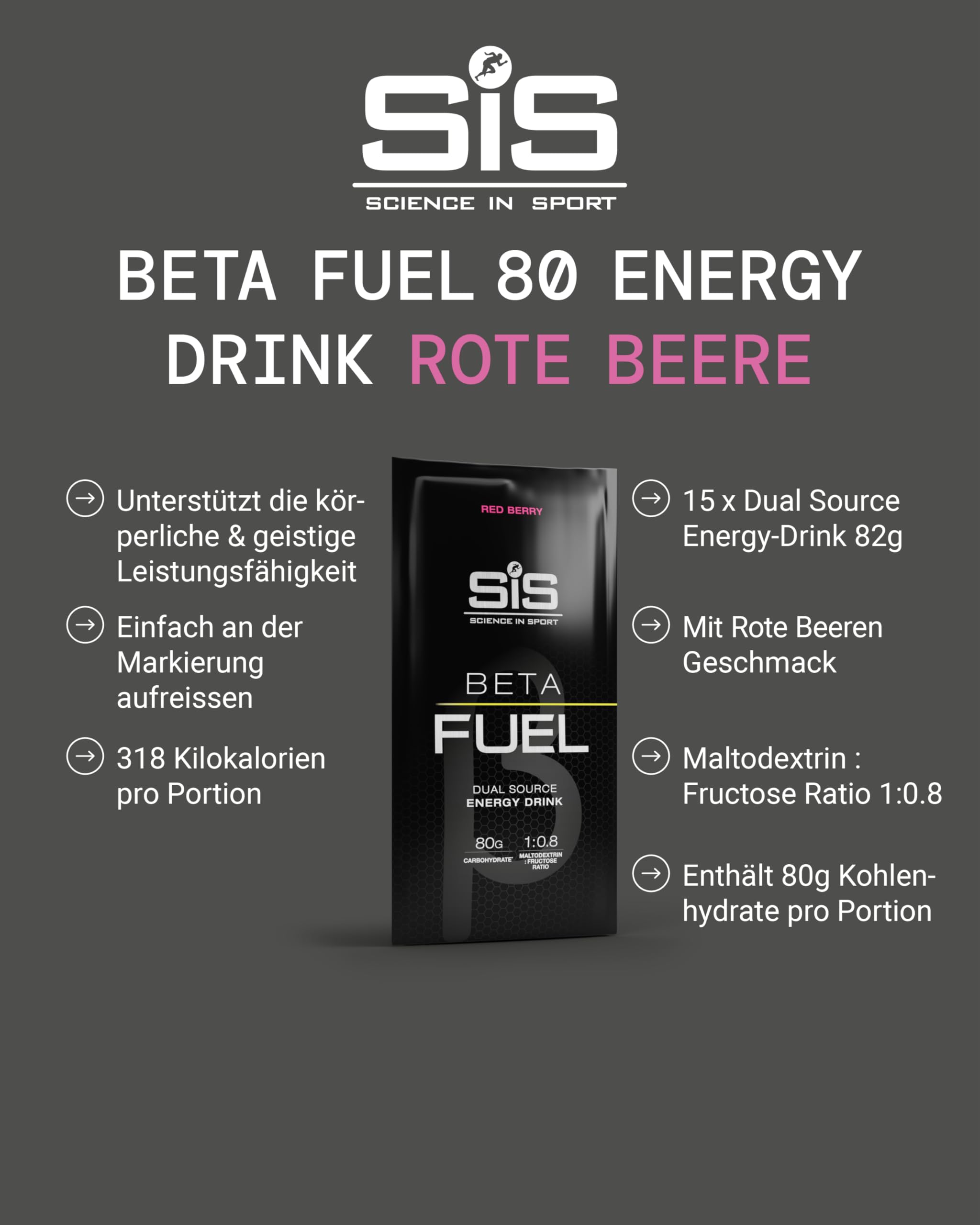 science-in-sport-beta-fuel-80-energy-drink-pulver-rote-beere-15x82g image 2